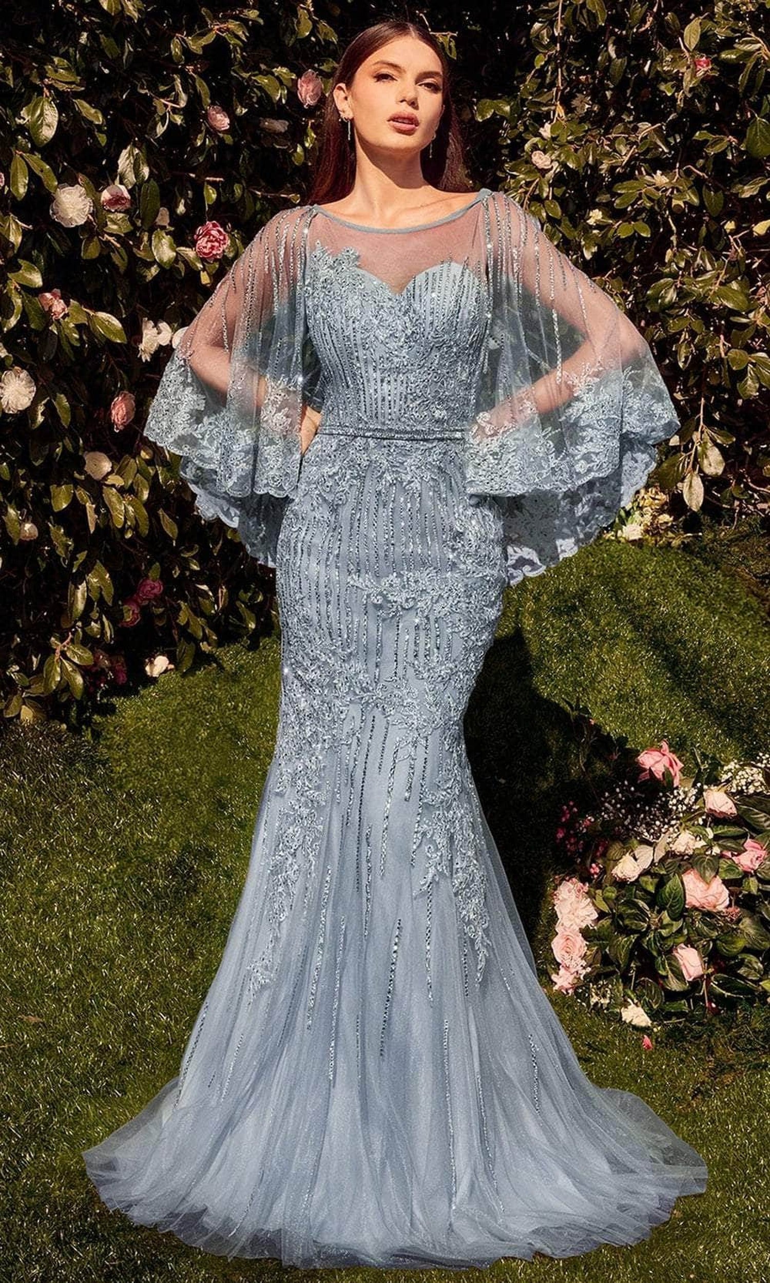 Andrea and Leo MA105 - Cape Sleeve Evening Gown