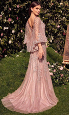 Andrea and Leo MA105 - Cape Sleeve Evening Gown - detail view