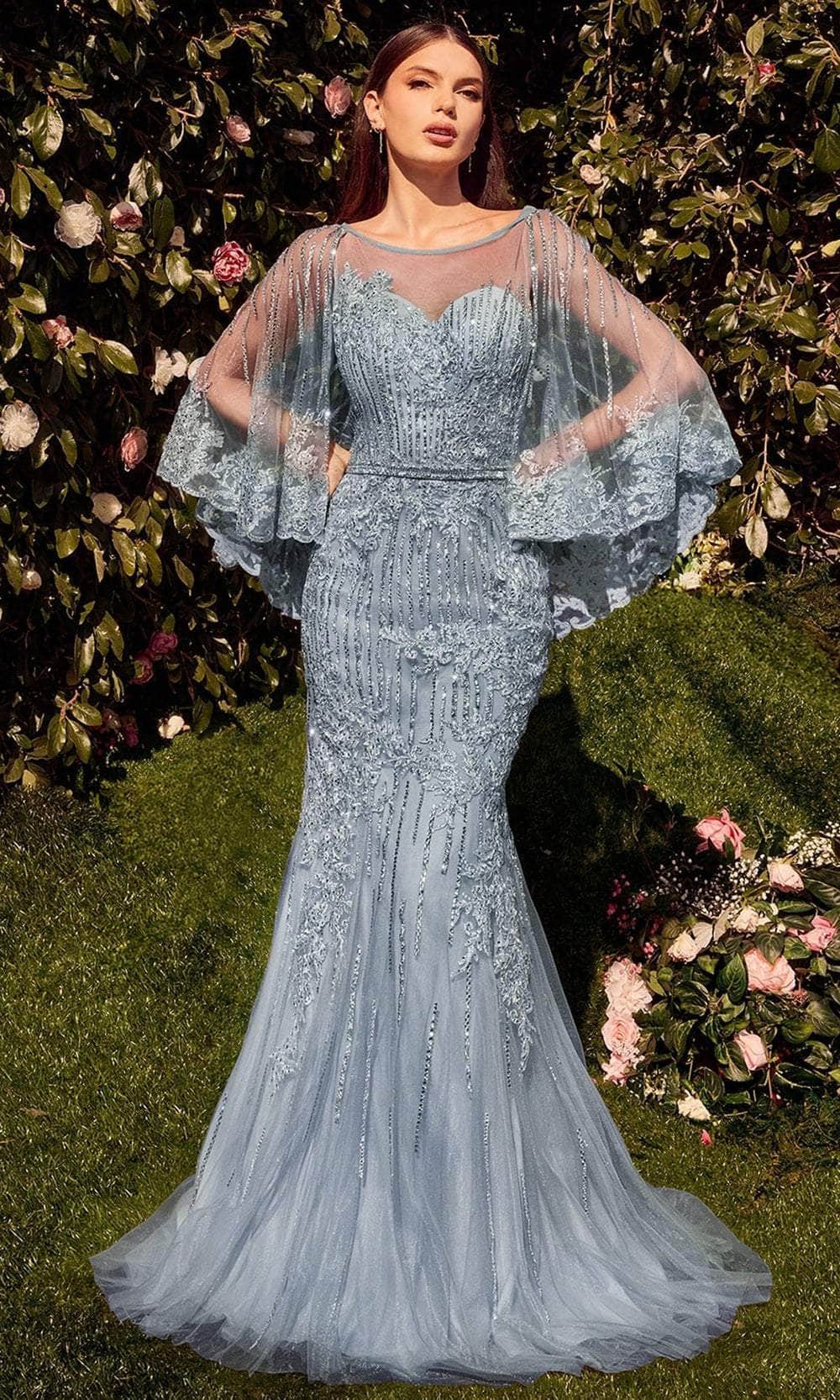 Andrea and Leo MA105 - Cape Sleeve Evening Gown - designer mother of the bride dress at Silhouette Dresses