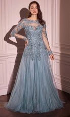 Andrea and Leo MA108 - Illusion Long Sleeve Evening Gown - designer mother of the bride dress at Silhouette Dresses