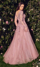 Andrea and Leo MA108 - Illusion Long Sleeve Evening Gown - detail view