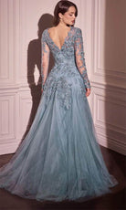 Andrea and Leo MA108 - Illusion Long Sleeve Evening Gown - back view