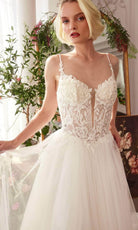 Andrea and Leo WL029 - Floral Lace Applique Deep V-Neck Bridal Gown