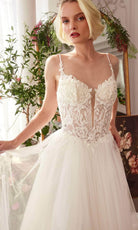 Andrea and Leo WL029 - Floral Lace Applique Deep V-Neck Bridal Gown - detail view