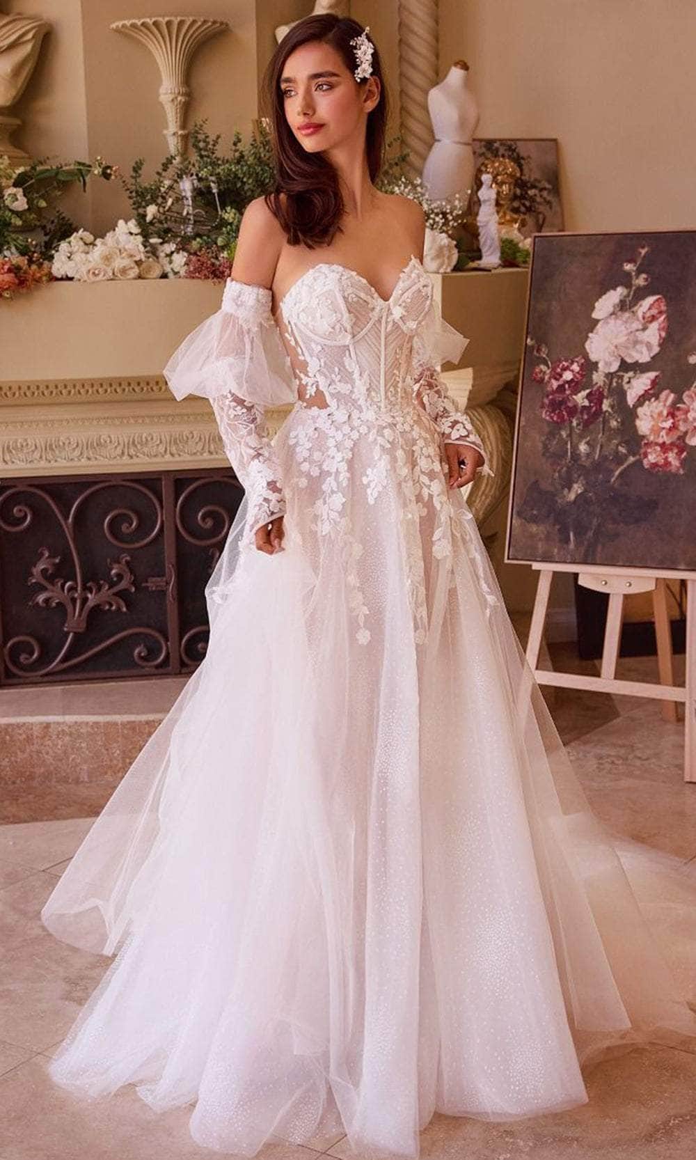 Andrea and Leo WL032 - Floral Applique A-Line Bridal Gown - detail view