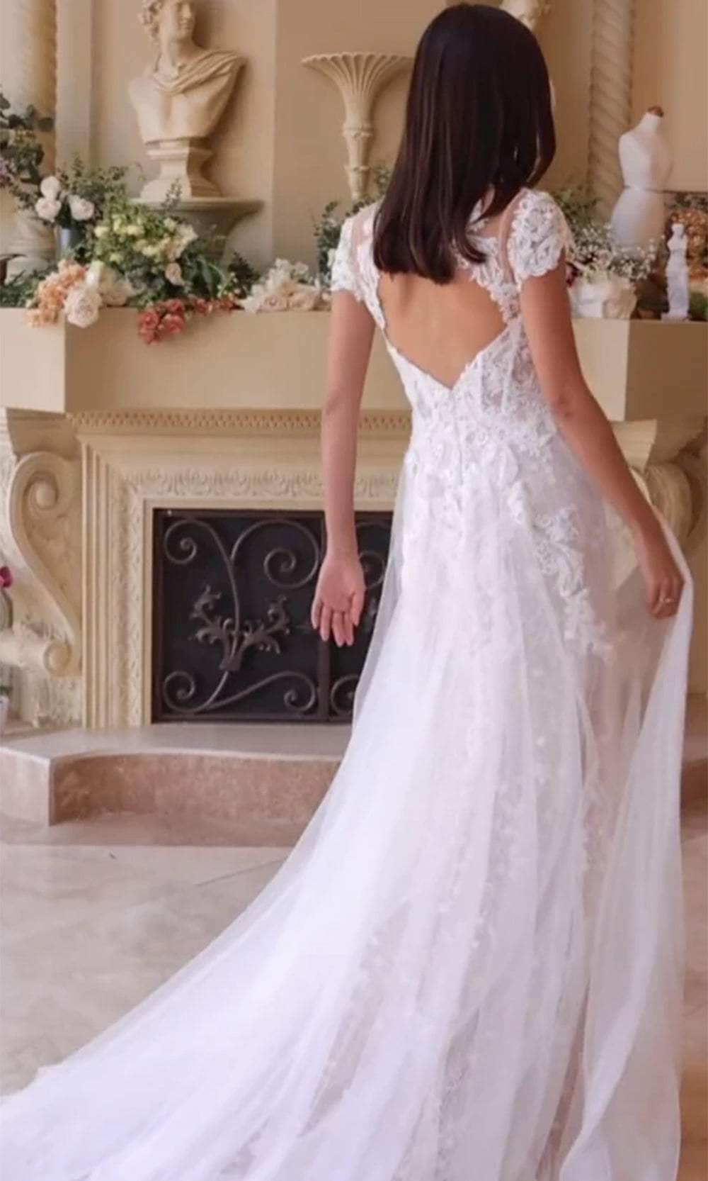 Andrea and Leo WL035 - High Neck Tulle Bridal Gown - back view