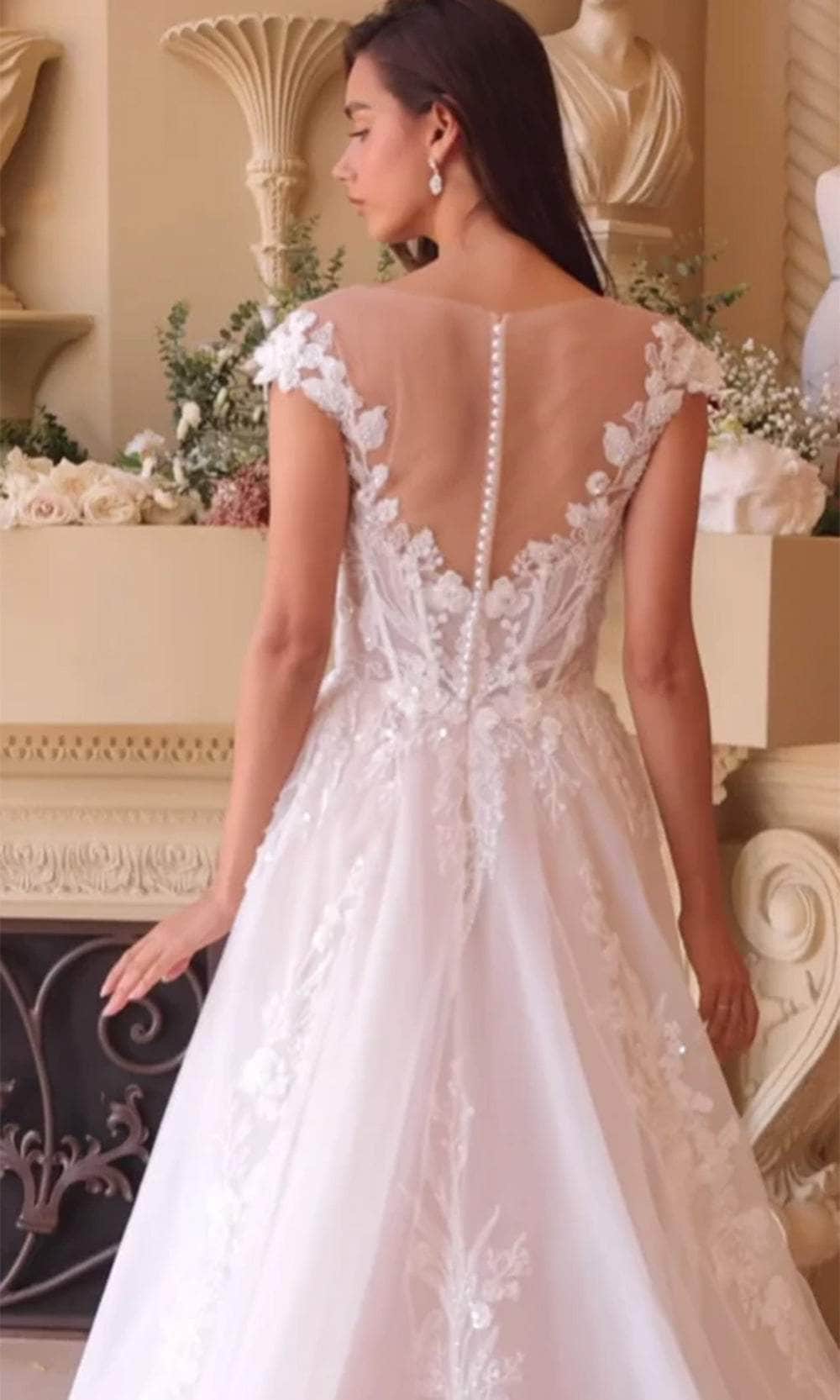 Andrea and Leo WL038 - Illusion Bateau A-Line Bridal Gown - back view