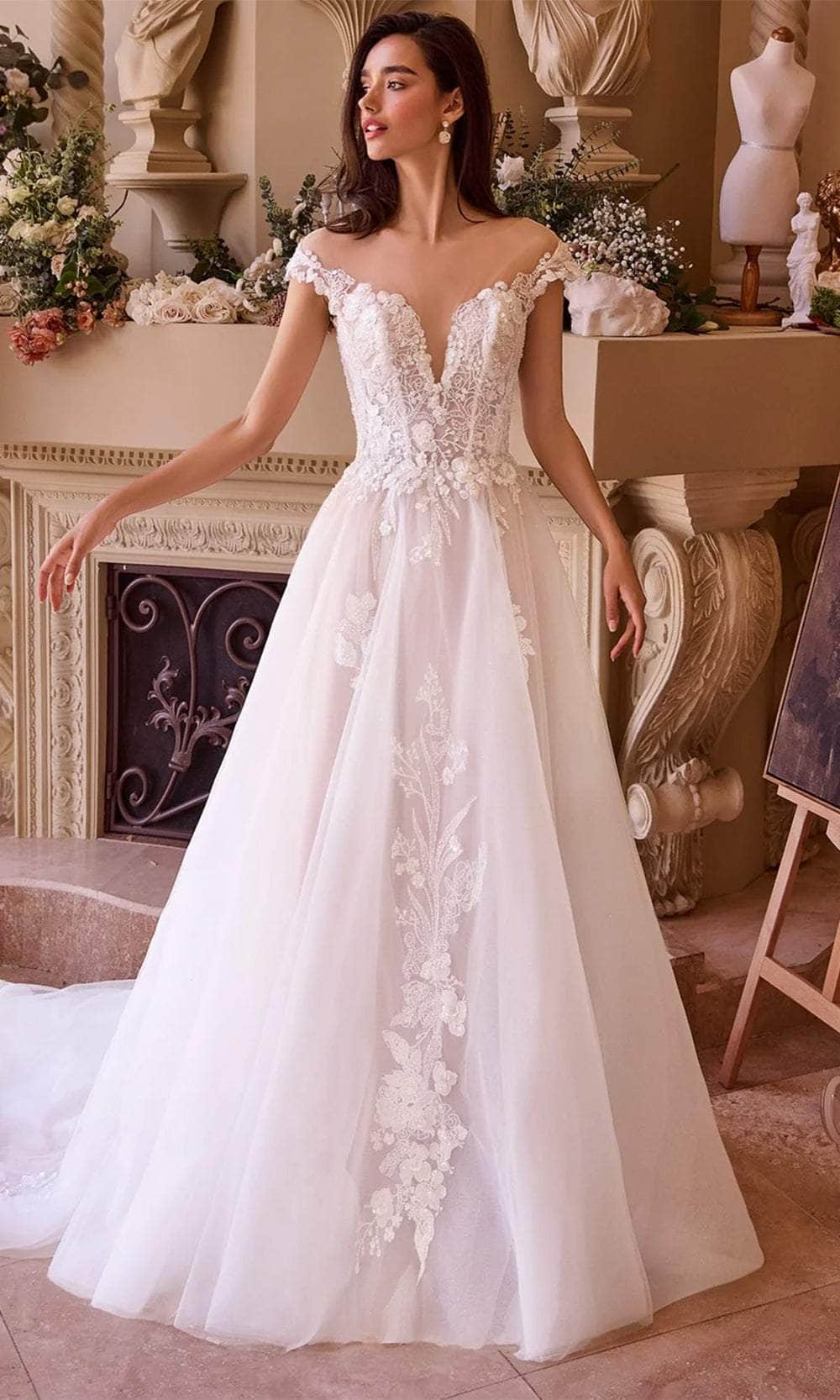 Andrea and Leo WL038 - Illusion Bateau A-Line Bridal Gown - designer wedding dress at Silhouette Dresses