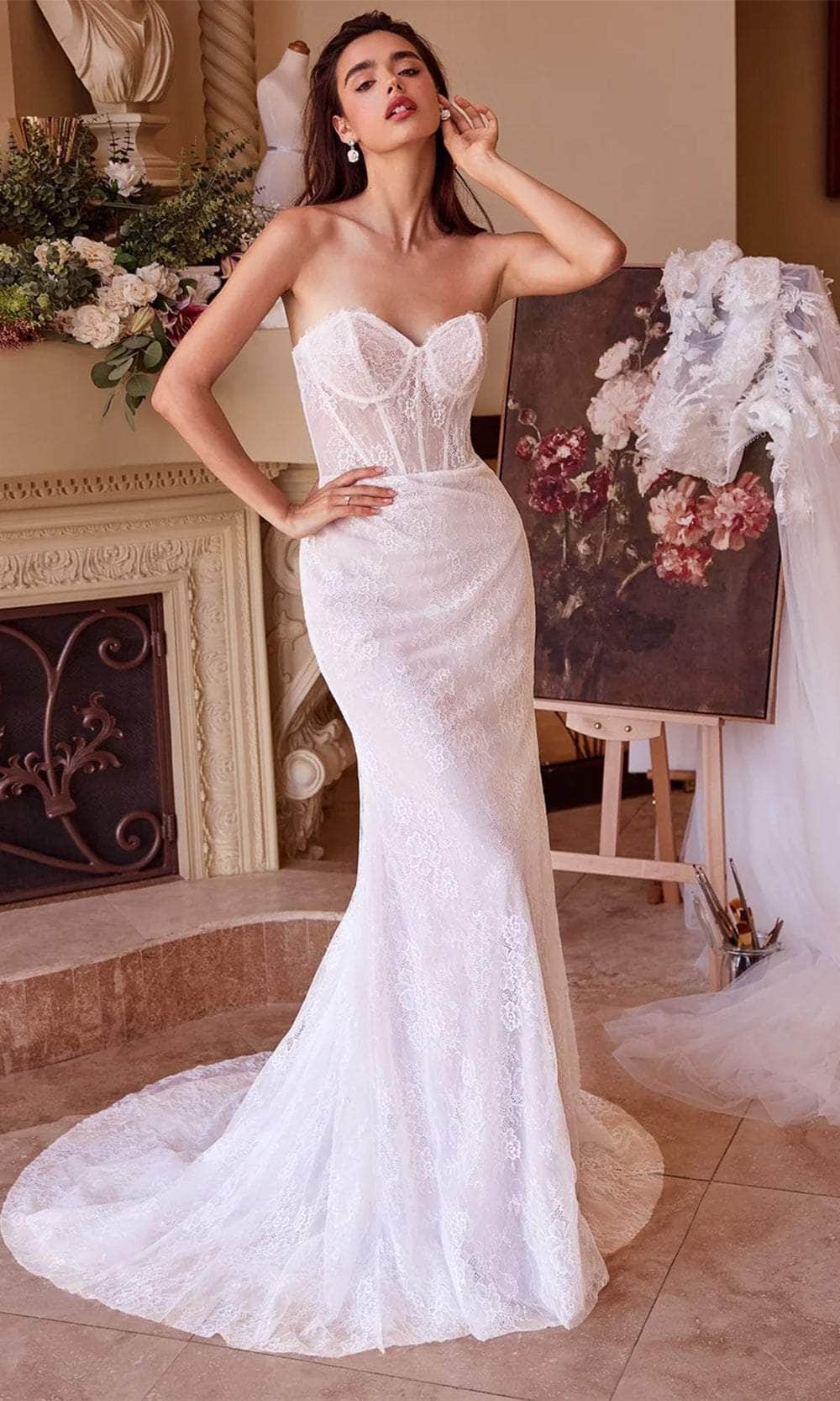 Andrea and Leo WL040 - High Neck Applique Bridal Gown - detail view