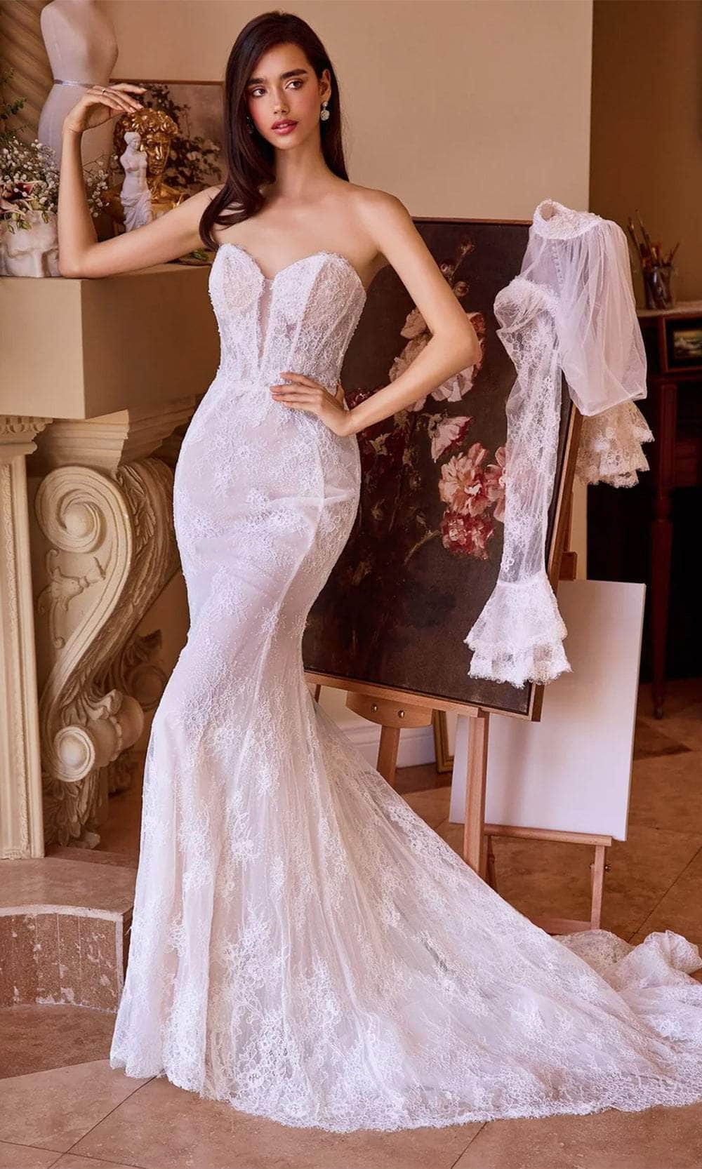 Andrea and Leo WL042 - Bell Sleeve Mermaid Bridal Gown - detail view