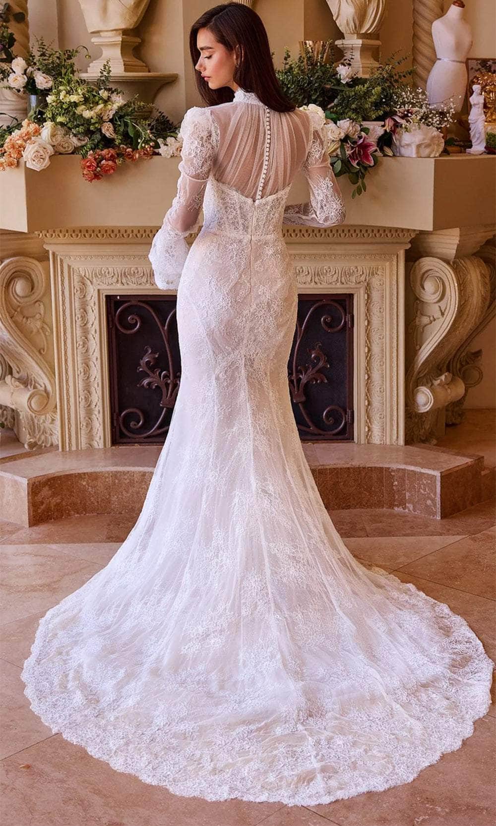 Andrea and Leo WL042 - Bell Sleeve Mermaid Bridal Gown - back view