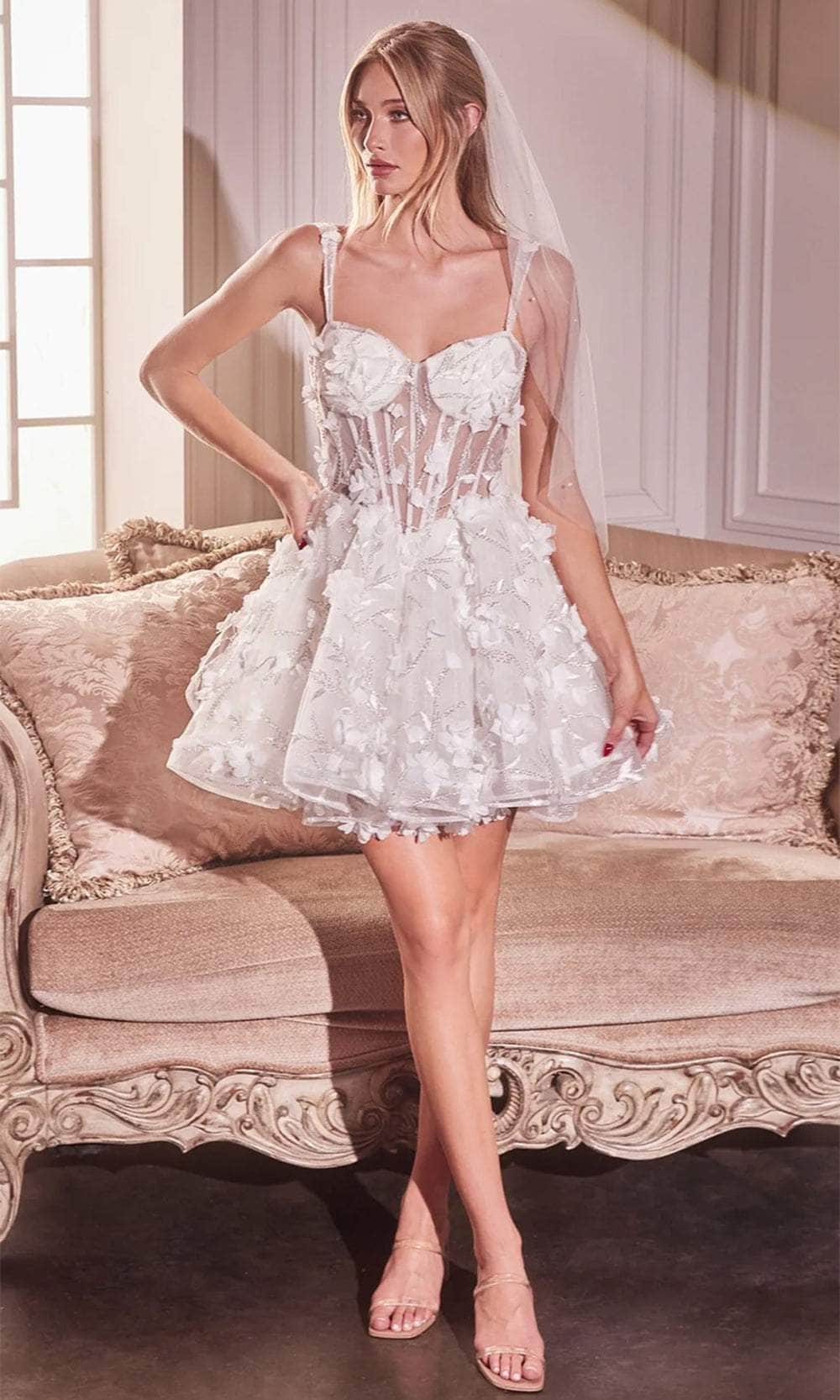 Andrea and Leo WL081 - Floral Detailed Bridal Dress - designer cocktail dress at Silhouette Dresses