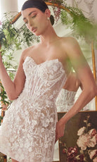 Andrea and Leo WL084 - Sheer Boned Bodice Strapless Cocktail Dress - detail view