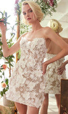 Andrea and Leo WL085 - Strapless 3D Floral Embellished Cocktail Dress - detail view