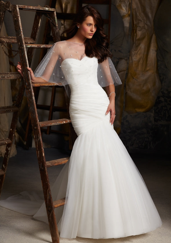 Asymmetrically Draped Net Morilee Bridal Wedding Dress by Morilee