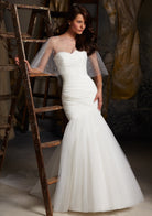 Asymmetrically Draped Net Morilee Bridal Wedding Dress by Morilee