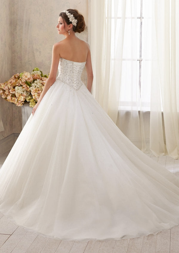 Sparkling Crystal Beading on Tulle Morilee Bridal Wedding Dress by Morilee