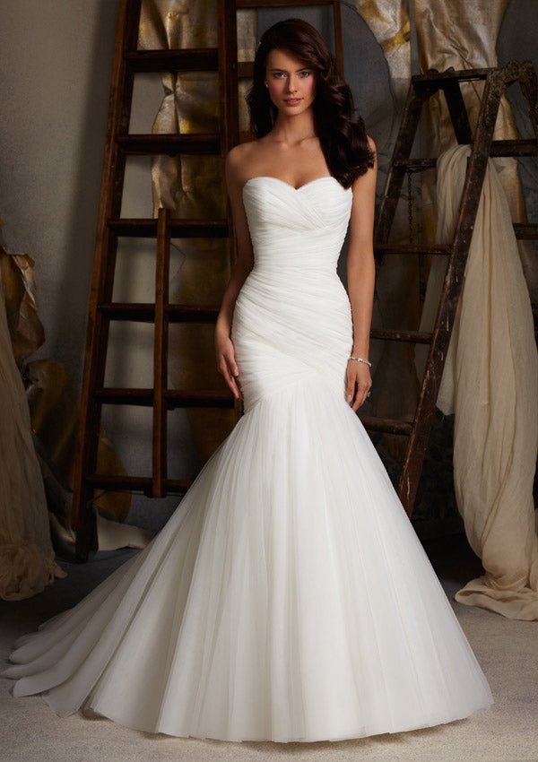 Asymmetrically Draped Net Morilee Bridal Wedding Dress by Morilee