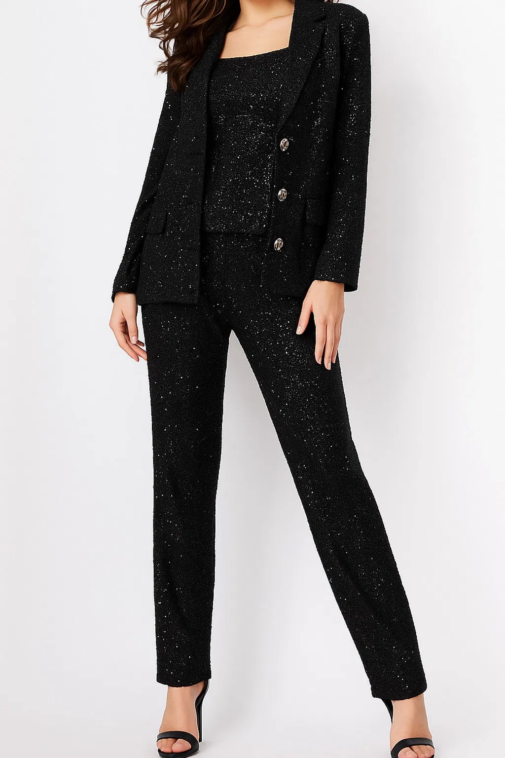 Jovani 25773 - Sequin Embellished Long Sleeve Pantsuit - view 4