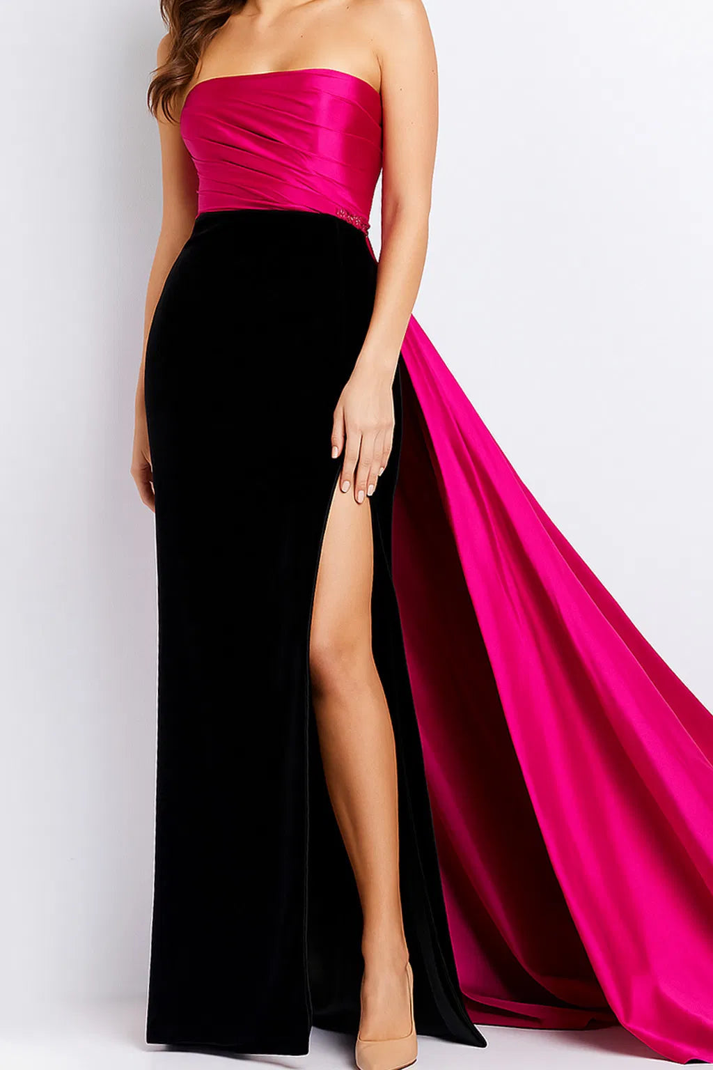 Jovani 23947 - Pleat Bodice Evening Dress with Slit - view 4
