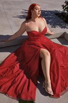 Ladivine CD252C - Cowl Neck Glitter Evening Gown