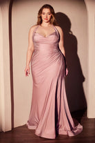 Ladivine CD796C - Ruched Halter Long Gown