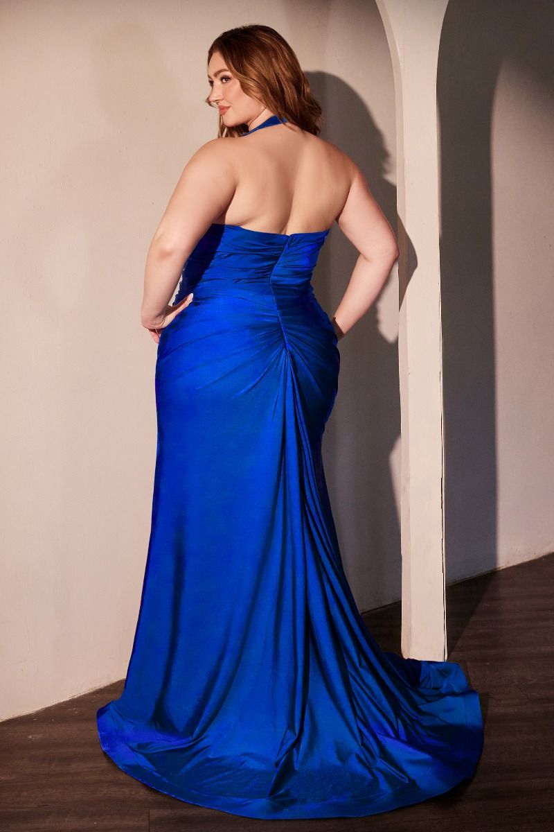 Ladivine CD796C - Ruched Halter Long Gown