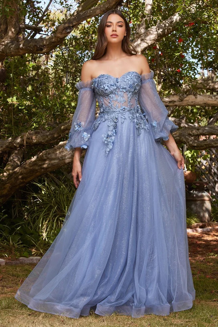 Ladivine CD962 - Strapless 3D Floral Prom Dress