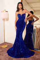 Ladivine CH151 - Sequin Ornate Strapless Prom Gown