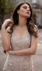 Chic and Holland - HF1559 Beaded Scoop Neck Modest Prom Dress