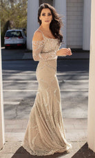 Chic and Holland - HF1568 Cold Shoulder Long Sleeves Dress