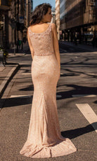 Chic and Holland - HF1606 V Neck Bugle Beaded Dress