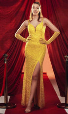 Chic and Holland AF330115 - Beaded Plunging Neck Prom Gown - Silhouette Dresses