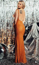 Chic and Holland AF330122 - Sleeveless Open Back Prom Gown - back view