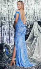 Chic and Holland AF330124 - Sequin Embellished Cold Shoulder Prom Gown