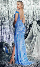 Chic and Holland AF330124 - Sequin Embellished Cold Shoulder Prom Gown - back view