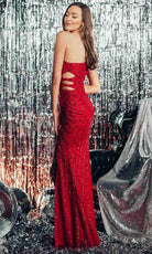 Chic and Holland AF330142 - One-Sleeve Side Cut-Out Accented Prom Gown - back view