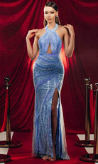 Chic and Holland AF330143 - Halter Neck Keyhole Accented Prom Gown