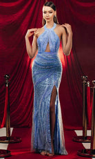 Chic and Holland AF330143 - Halter Neck Keyhole Accented Prom Gown - Silhouette Dresses
