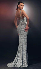 Chic and Holland AF330184 - Plunged V-Neck Jeweled Prom Dress - back view