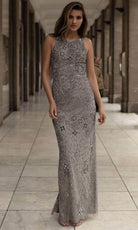 Chic and Holland AN1410 - Jewel Beaded Prom Gown With Slit - Silhouette Dresses