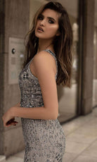 Chic and Holland AN1410 - Jewel Beaded Prom Gown With Slit - detail view