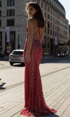 Chic and Holland AN1426 - Sweetheart Striped Prom Gown