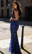 Chic and Holland AN1449 - V-Neck Embellished Prom Gown - back view
