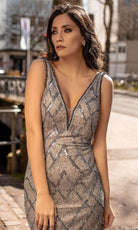 Chic and Holland AN1456 - V-Neck Backless Prom Dress