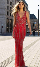 Chic and Holland AN1461 - Plunging V-Neck Prom Dress