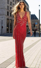 Chic and Holland AN1461 - Plunging V-Neck Prom Dress - Silhouette Dresses