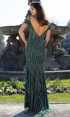 Chic and Holland AN1464 - Cold Shoulder Sequin Prom Dress - back view