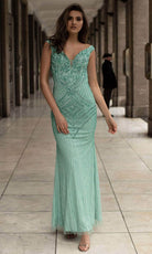 Chic and Holland AN1489 - Embellished V-Back Prom Gown - Silhouette Dresses