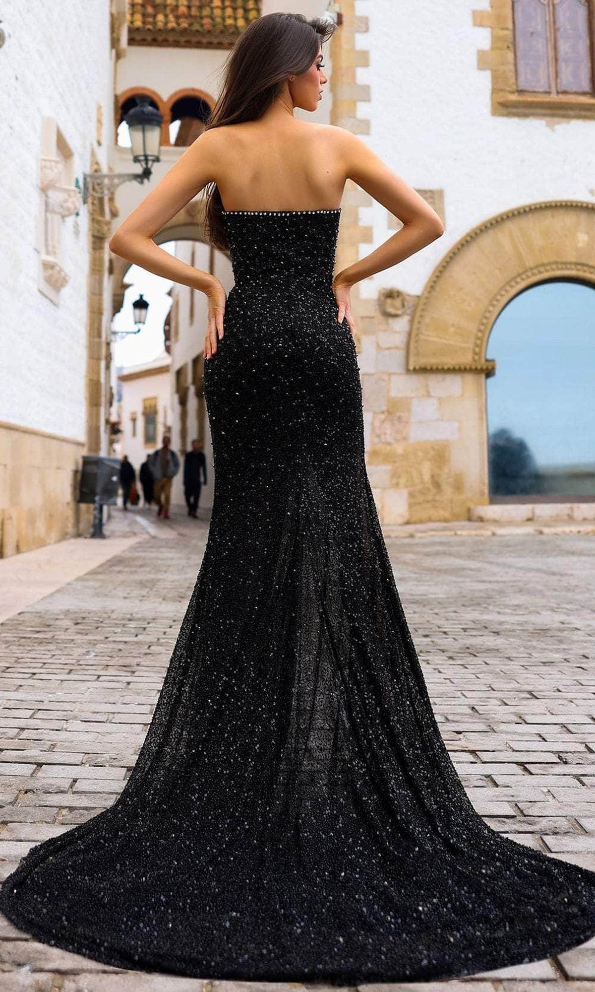 Chic and Holland AR330261 - Plunging Neck Strapless Evening Gown